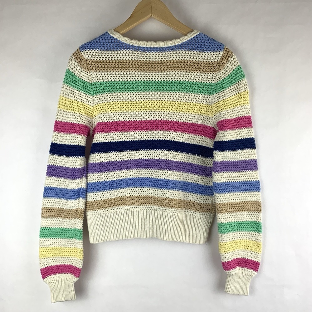 GAP Womens Rainbow Crochet Sweater Size Small Pride Open Knit Cotton Twee - Picture 4 of 8